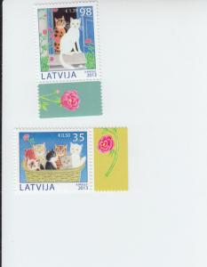 2013 Latvia Cats (2) (Scott 837-38) MNH