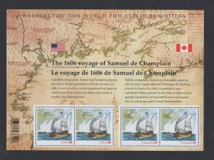 Canada #2156 (2006 Champlain sheet with US)  VFMNH CV $10.00