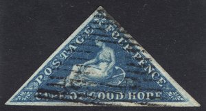 Cape of Good Hope 1853 4d Deep Blue on Blue Paper Scott 2a SG 2 VFU Cat $300