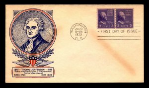 US SC# 842 FDC / Wash. Stamp Ex. Cachet / Unaddressed - L5279