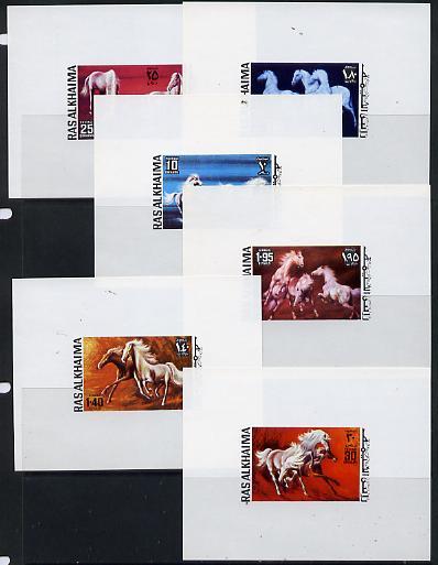 Ras Al Khaima 1972 Horses set of 6 deluxe miniature sheet...