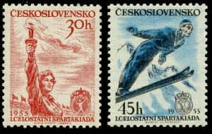 CZECHOSLOVAKIA Sc#681-682 1955 Spartacist Games Complete OG Mint Hinged