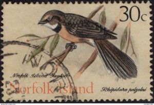 NORFOLK ISLAND 1971 QEII 30c Multicoloured, Birds-Collard Grey Fantail SG114 FU