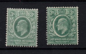 East Africa & Uganda 1907 3d both shades LHM SG35 35A WS34928