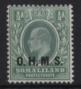 Somaliland 1904 OHMS ½a partial 'no stop after M' variety, sgO11(a) cat £300 f