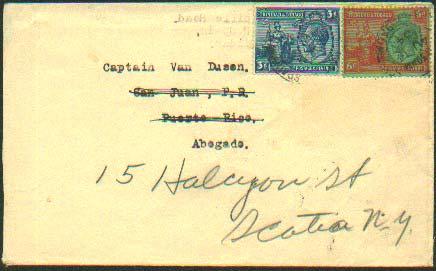 Trinidad 3d and 6d Britannia and KGV 1934 Port of Spain, Trinidad to San Juan...