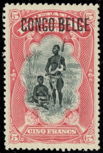 [st4005] BELGIAN CONGO 1909 Scott#39 mlh 5frs Typo overprint Type I cv:€95