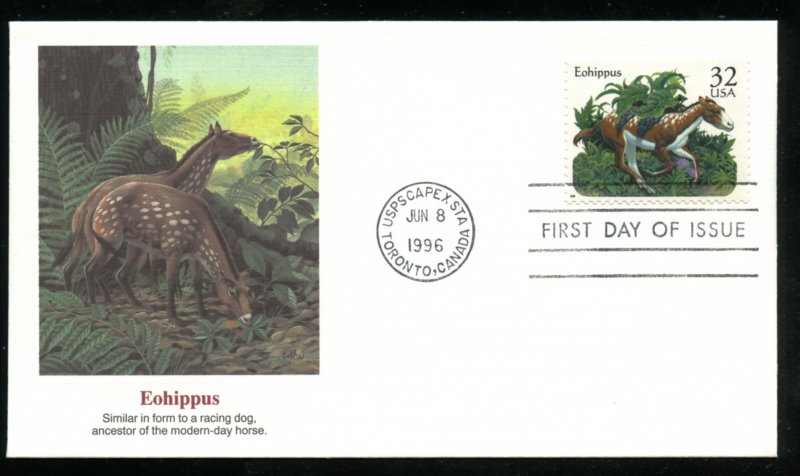 US 3077 Prehistoric Animals - Eohippus UA Fleetwood cachet FDC