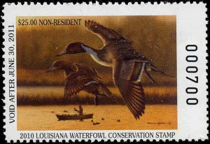 LOUISIANA #22A NON-RES 2010 STATE DUCK STAMP PINTAILS  by Richard Clifton