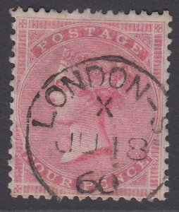 SG 66 4d rose-carmine. Very fine used with an upright London CDS, June 18th 1860