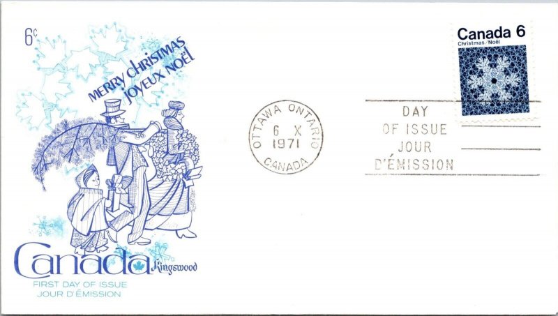 Canada 1971 FDC - Joyeux Noel / Blue Kingswood - Ottawa, Ont - J9065