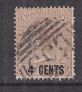 MAURITIUS, 1878 4c. on 1d. Bistre, used.