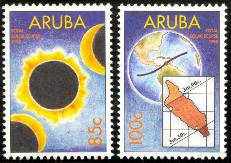 ARUBA 1998 SOLAR ECLIPSE Set Sc 160-161 MNH