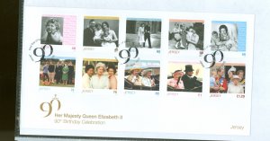 Jersey 1935-1944 2016 Queen Elizabeth's 90th Birthday Celebration, ten photographs of her life and family, unaddressed, ...