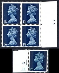 SG743Eva 1/6 with Greenish blue omitted U/M Block of Four