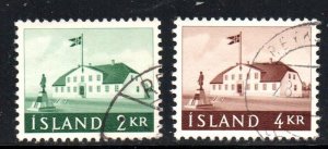 Iceland Sc 315-316  1958 Governmet Buildings stamp set used
