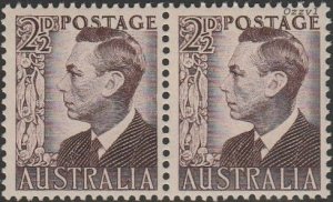 Australia #232 1951 2-1/2d Brown KGVI Defin. MINT-XF-OG-NH. Pair