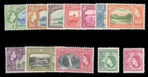 Trinidad and Tobago #72-83 Cat$42.55, 1953 QEII, complete set, lightly hinged