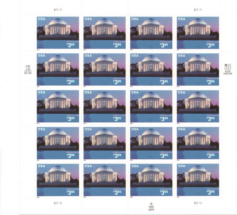 US 3647a - $3.85 Jefferson Memorial 2003 Unused