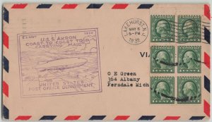 United States 1932 Airship USS Akron 1c Washington Booklet Pane on Flight Cover