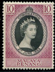 MALAYA-PENANG 27 Mint OG 1953 Coronation