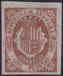 Andorra Spanish 1896 Ed NE11s unissued imperf MNG(*)