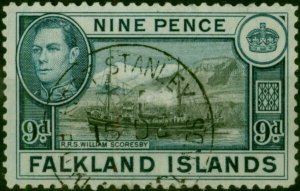 Falkland Islands 1938 9d Black & Grey-Blue SG157 V.F.U