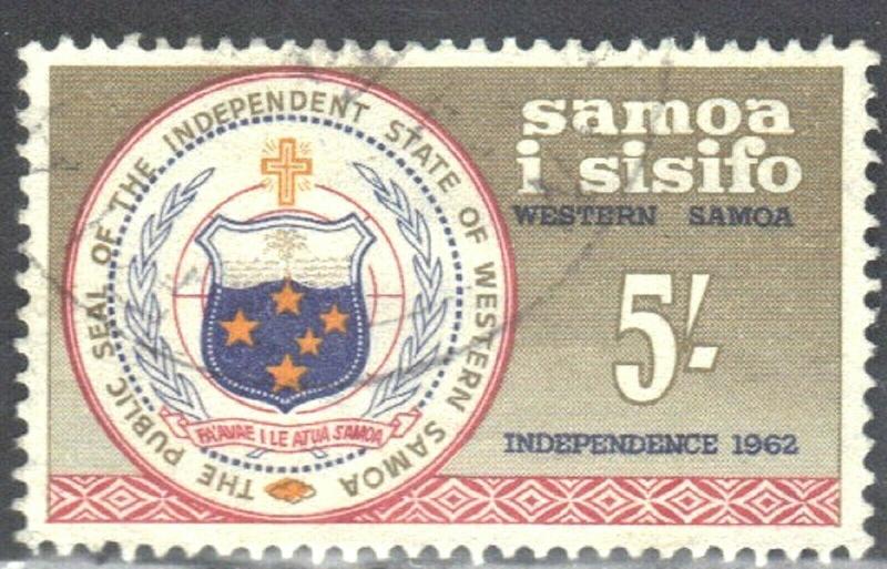 SOMOA  SC# 232 **USED** 1962 5sh  STATE SEAL SEE SCAN