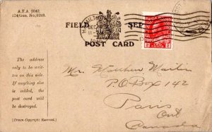 Canada Soldier's Free Mail 1916 Field Post Office 8.W 8th Canadian Brigade Eu...