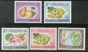 Afghanistan 1962 Red Crescent Society Fruits Graps Food Sc 613-17 MNH # 3249