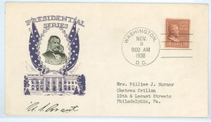 US 823 1938 18c U.S. Grant on an addressed FDC with a cachet craft cachet.