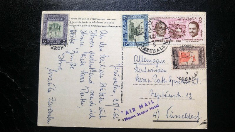 RARE PALESTINE TO GERMANY 1966 “GARDEN OF GETHSEMANE” JERUSALEM CANCEL VINTAGE