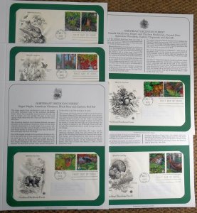 2005 Northeast Deciduous Forest 10 designs Sc 3899a-o 5 FDCs with PCS cachets