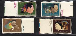 #1484-87 set 4 MNH plate # singles 8c American Arts 1973 Iss