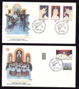 Canada-Sc#1113-16-stamps on two Fleetwood FDCs-Christmas-1986-
