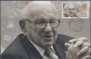 CZECHOSLOVAKIA Sc # 3647.5 MAXICARD NICHOLAS WINTON, ORGANIZED KINDERTRANSPORT