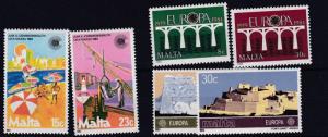 MALTA  1983 - 84   3 SETS  EUROPA CASTLES MARZU  MNH 