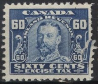 Canada FX10 (used filler, bad tear) 60c George V, excise tax (1915)