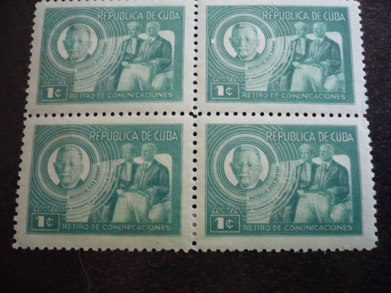 Stamps - Cuba - Scott# 407-409 - Mint Hinged Set of 3 Stamps in Blocks of 4