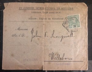 1900s Lisbon Portugal Congress Of Medicine Cover To Wellsboro Pa USA