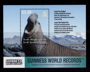 Falkland Islands - South Georgia QEII Sg MS343, 2002 Elephant Seal Mini Leaf, Nh-