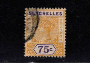 Seychelles Scott 17 Used 75c Queen Victoria CV $87.50