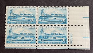 US 1959 Artic Exploration #1128 plt blk of 4 mint