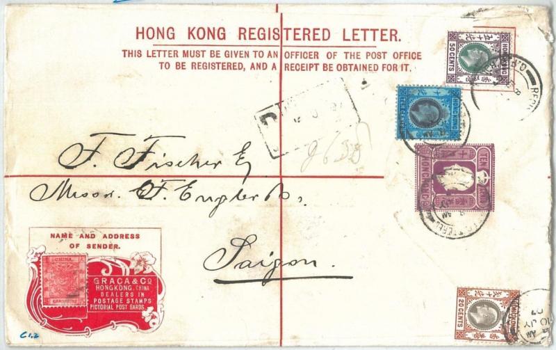 69386 - HONG KONG - POSTAL HISTORY - STATIONERY COVER Yang # 15 to SAIGON 1907