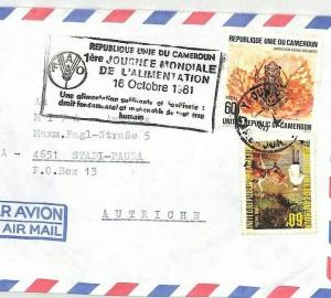 Cameroon *UNITED NATIONS FOOD PROGRAMME* Cachet Air Cover MISSIONARY 1981 CA243