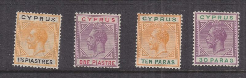 CYPRUS, 1921-1923 KGV Script CA, 10pa., 30pa., 1pi. & 1 1/2pi., lhm.