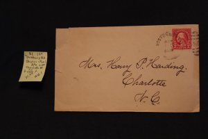 Scott US 554 on cover Boston &  Plymouth RPO Duxbury MA to Charlotte NC (#661)