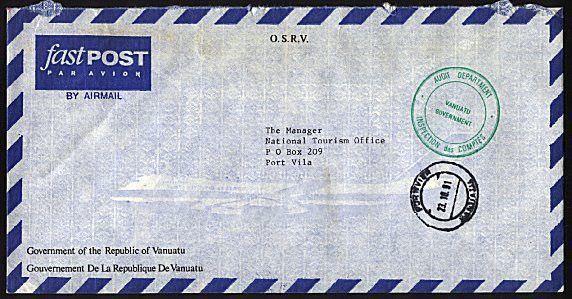 VANUATU 1991 local official mail cover - Audit Dept........................93040