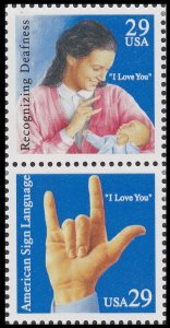 US 2783-2784 2784a American Sign Language 29c vert pair A MNH 1993