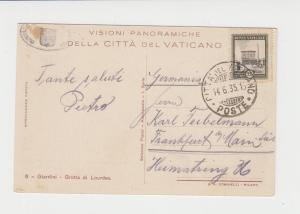 VATICAN -GERMANY 1935 GROTTO di LOURDES CARD 25c RATE(SEE BELOW)